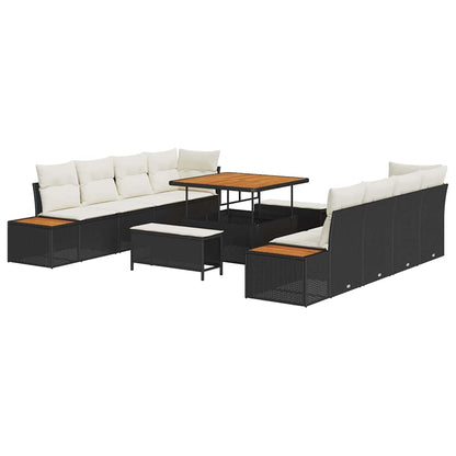 Set Divano da Giardino 11 pcs Nero polyrattan