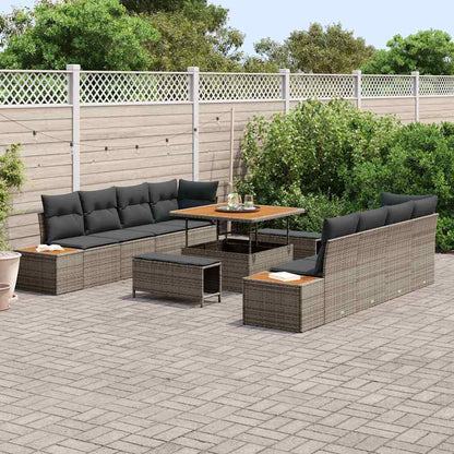 Set Divano da Giardino 11 pcs Grigio polyrattan