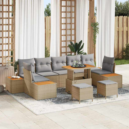 Set Divano da Giardino 10 pcs Beige polyrattan