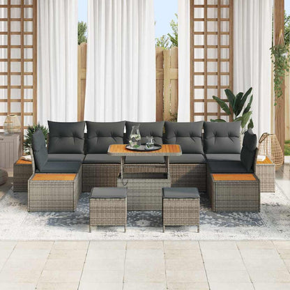 Set Divano da Giardino 10 pcs Grigio polyrattan