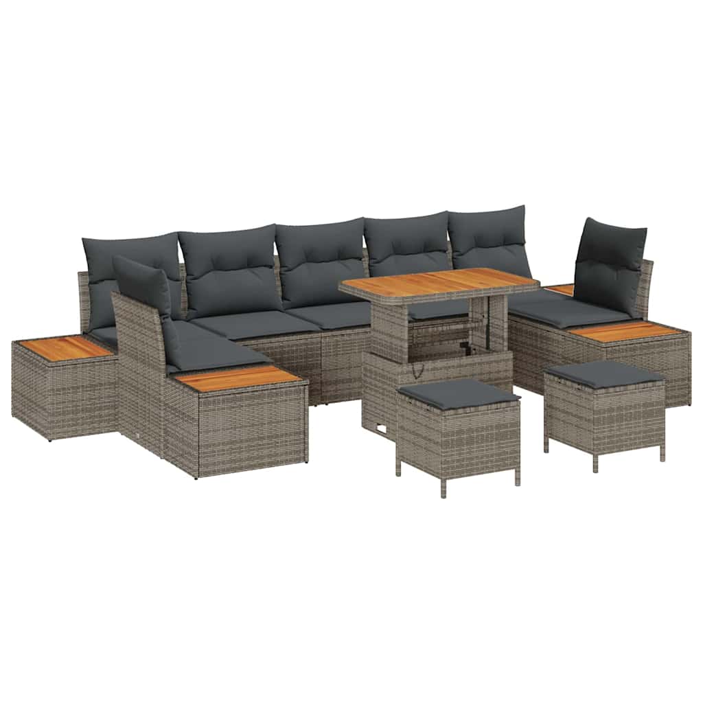 Set Divano da Giardino 10 pcs Grigio polyrattan