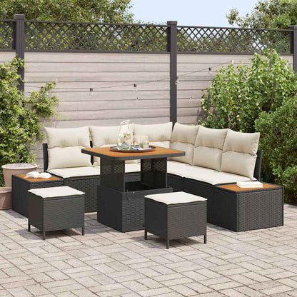 Set Divano da Giardino 8 pcs Nero polyrattan