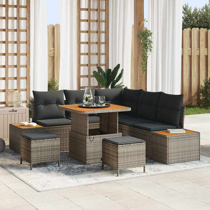 Set Divano da Giardino 8 pcs Grigio polyrattan
