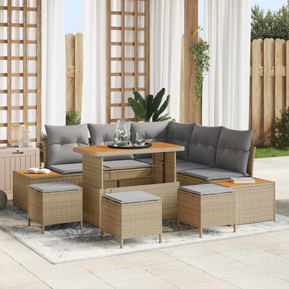 Set Divano da Giardino 9 pcs Beige polyrattan