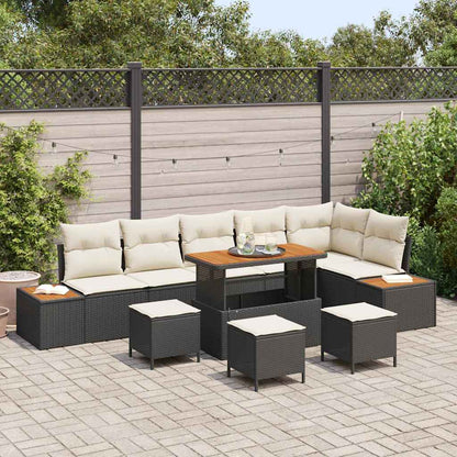 Set Divano da Giardino 10 pcs Nero polyrattan