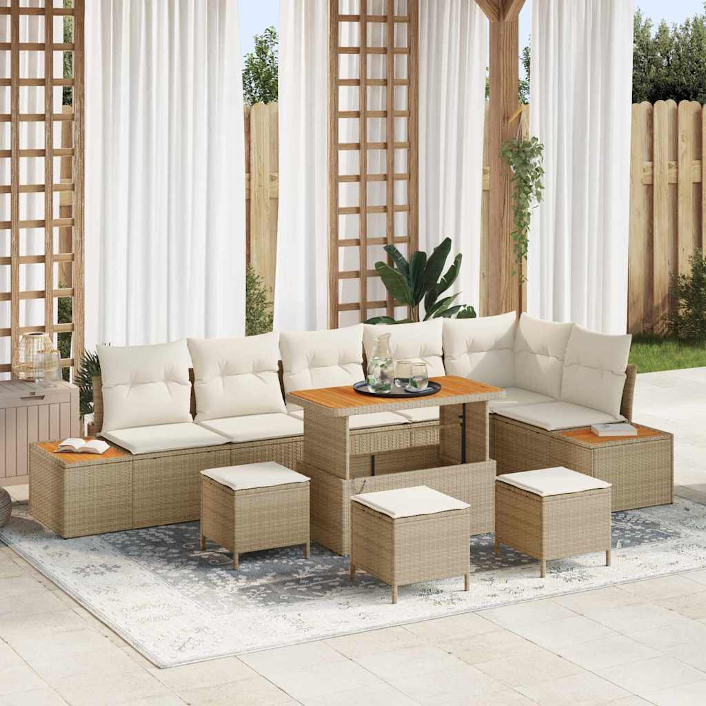 Set Divano da Giardino 10 pcs Beige polyrattan