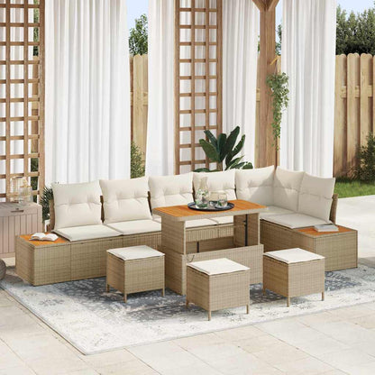 Set Divano da Giardino 10 pcs Beige polyrattan