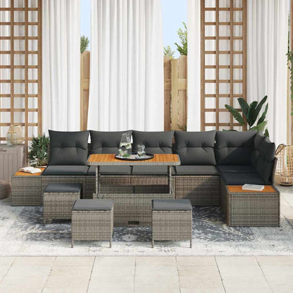 Set Divano da Giardino 10 pcs Grigio polyrattan