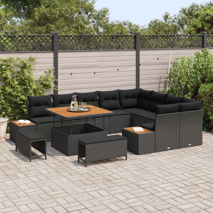 Set Divano da Giardino 12 pcs Nero polyrattan