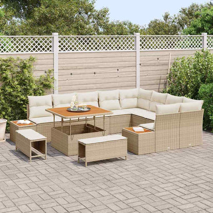 Set Divano da Giardino 12 pcs Beige polyrattan