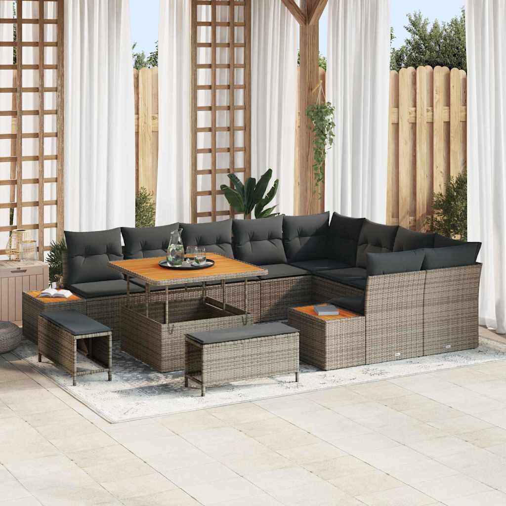 Set Divano da Giardino 12 pcs Grigio polyrattan