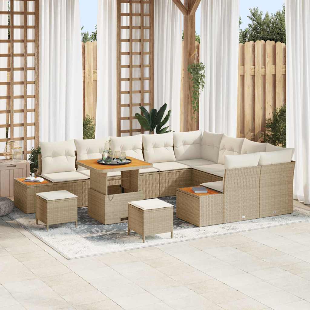 Set Divano da Giardino 12 pcs Beige polyrattan