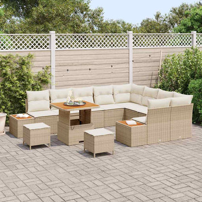 Set Divano da Giardino 12 pcs Beige polyrattan