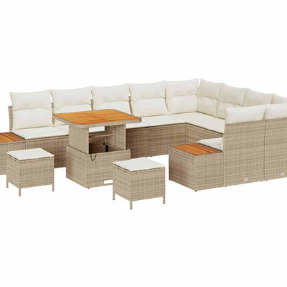 Set Divano da Giardino 12 pcs Beige polyrattan