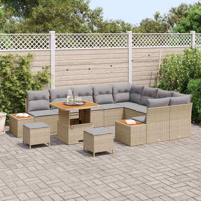 Set Divano da Giardino 12 pcs Beige polyrattan
