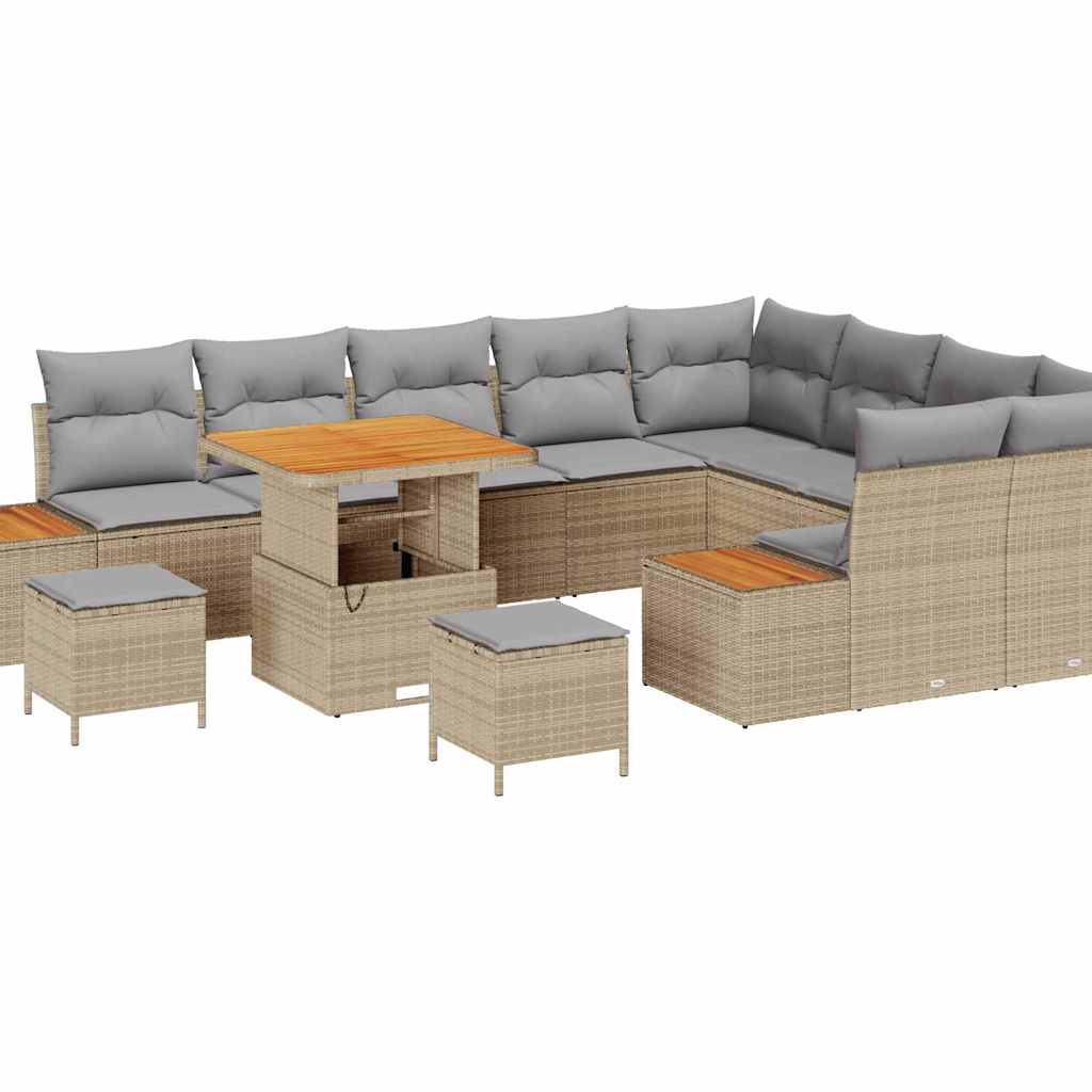 Set Divano da Giardino 12 pcs Beige polyrattan