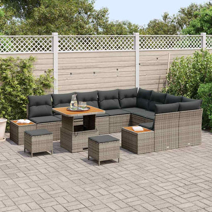 Set Divano da Giardino 12 pcs Grigio polyrattan