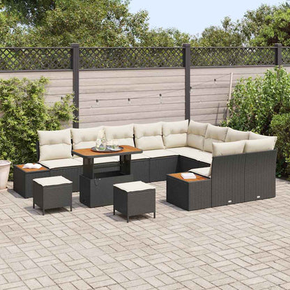 Set Divano da Giardino 12 pcs Nero polyrattan