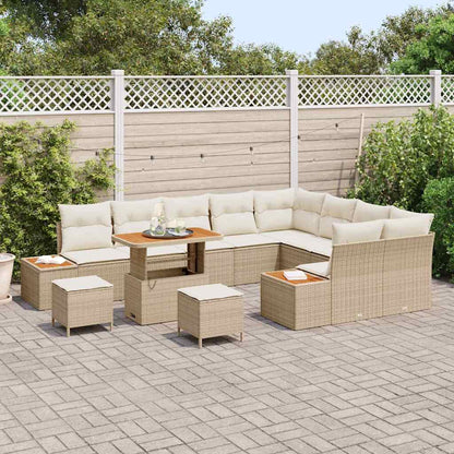 Set Divano da Giardino 12 pcs Beige polyrattan