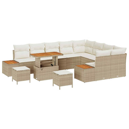 Set Divano da Giardino 12 pcs Beige polyrattan