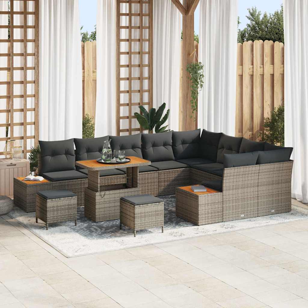 Set Divano da Giardino 12 pcs Grigio polyrattan