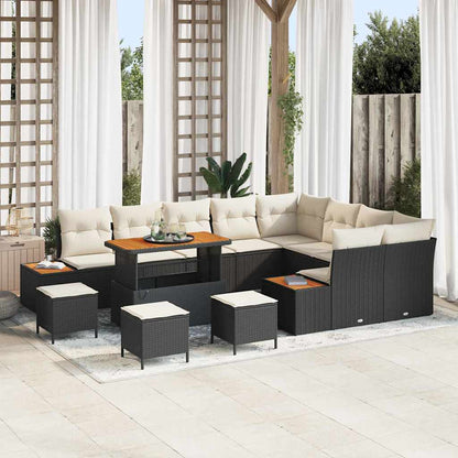 Set Divano da Giardino 13 pcs Nero polyrattan