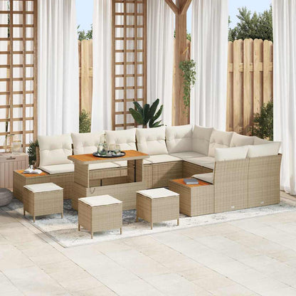 Set Divano da Giardino 13 pcs Beige polyrattan