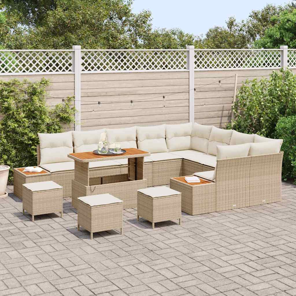Set Divano da Giardino 13 pcs Beige polyrattan