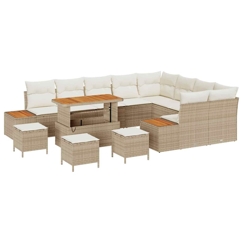 Set Divano da Giardino 13 pcs Beige polyrattan