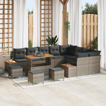 Set Divano da Giardino 13 pcs Grigio polyrattan
