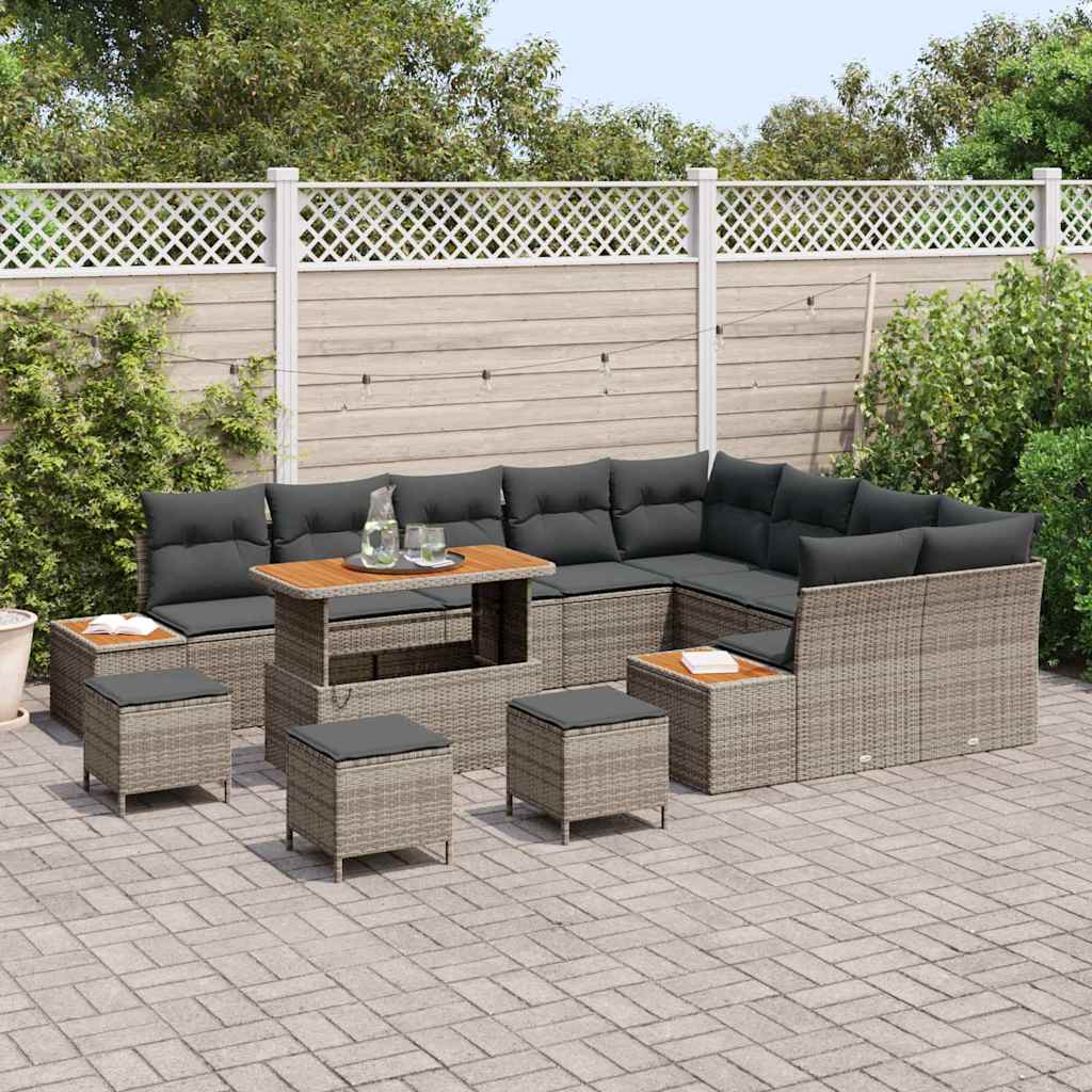 Set Divano da Giardino 13 pcs Grigio polyrattan