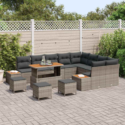 Set Divano da Giardino 13 pcs Grigio polyrattan