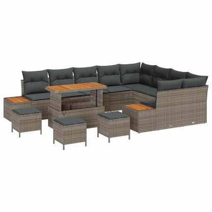 Set Divano da Giardino 13 pcs Grigio polyrattan