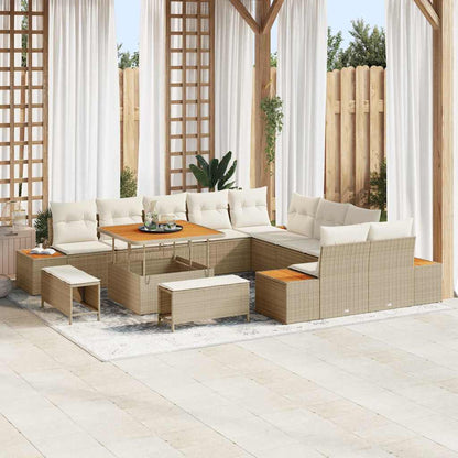 Set Divano da Giardino 13 pcs Beige polyrattan