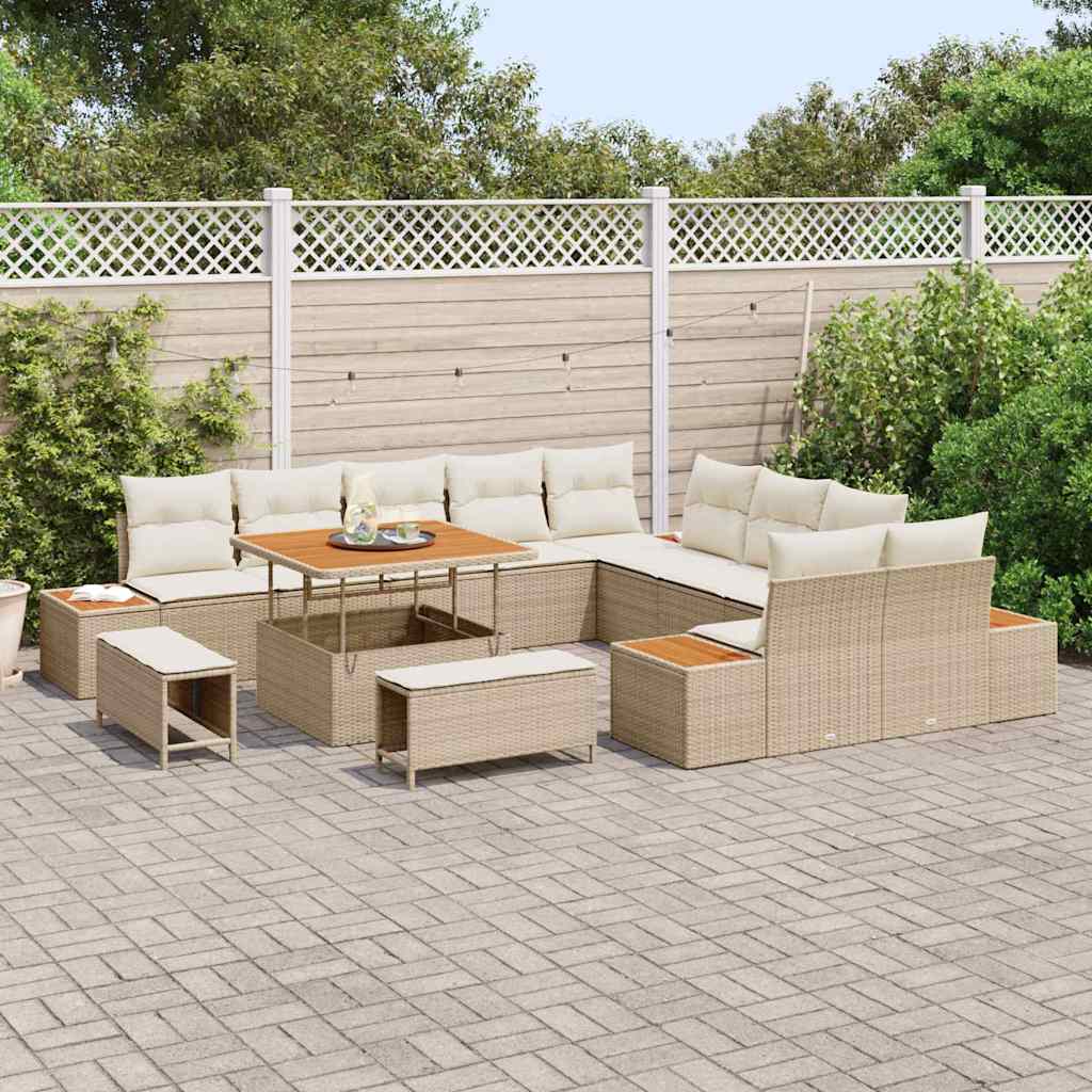 Set Divano da Giardino 13 pcs Beige polyrattan