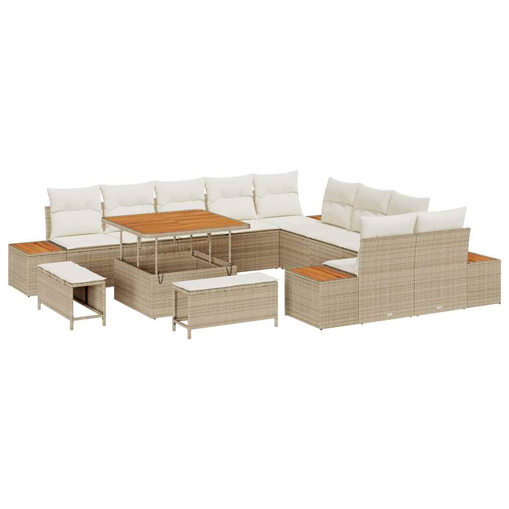 Set Divano da Giardino 13 pcs Beige polyrattan