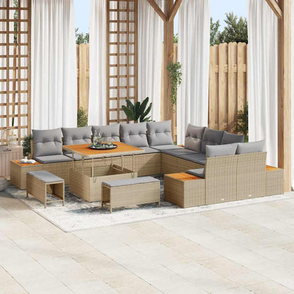Set Divano da Giardino 13 pcs Beige polyrattan