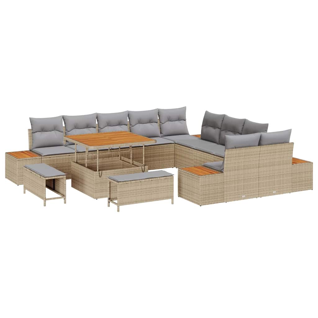 Set Divano da Giardino 13 pcs Beige polyrattan
