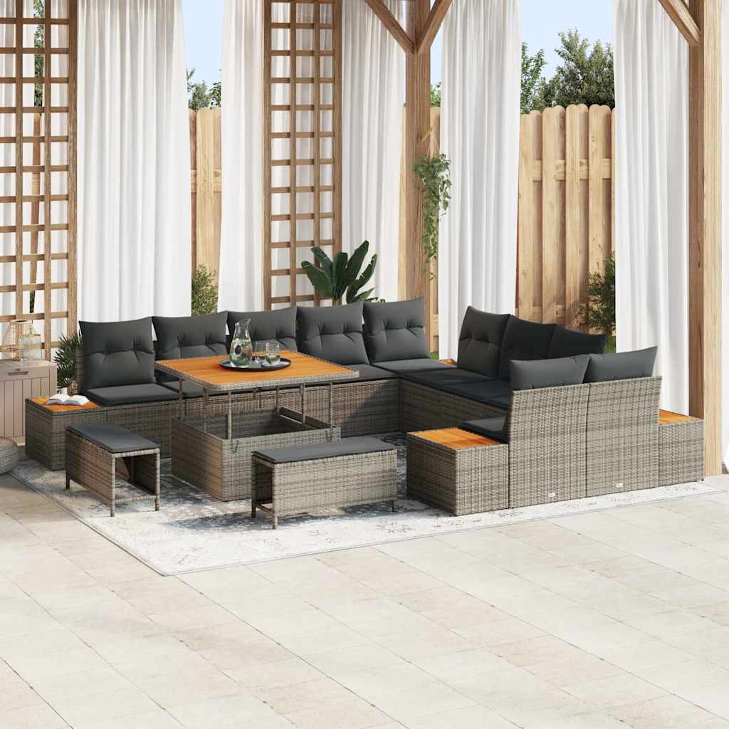 Set Divano da Giardino 13 pcs Grigio polyrattan