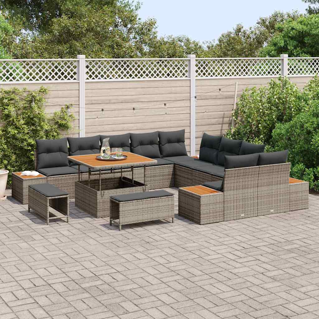 Set Divano da Giardino 13 pcs Grigio polyrattan