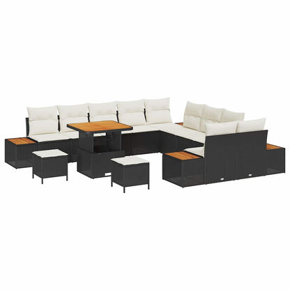 Set Divano da Giardino 13 pcs Nero polyrattan
