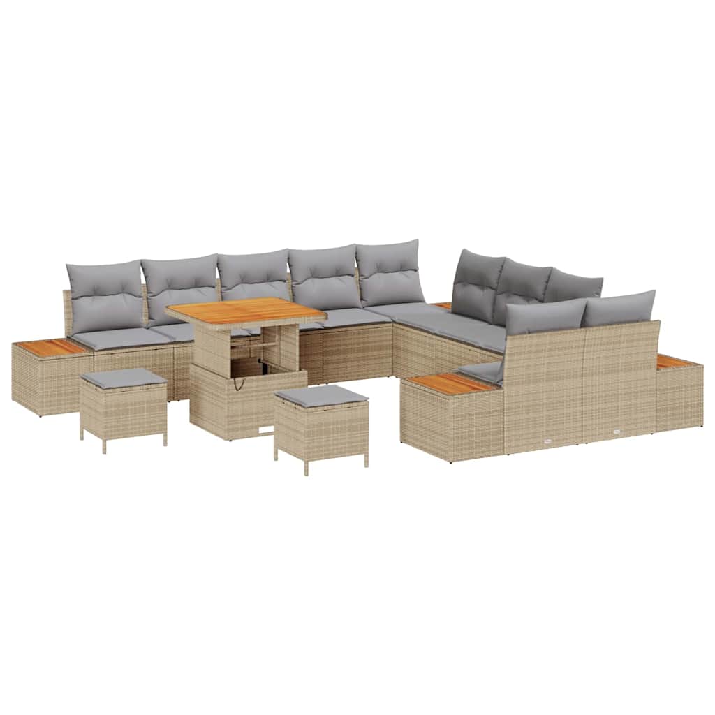 Set Divano da Giardino 13 pcs Beige polyrattan
