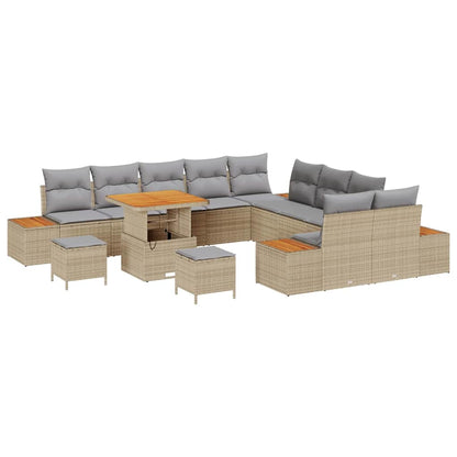 Set Divano da Giardino 13 pcs Beige polyrattan