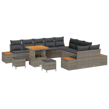 Set Divano da Giardino 13 pcs Grigio polyrattan