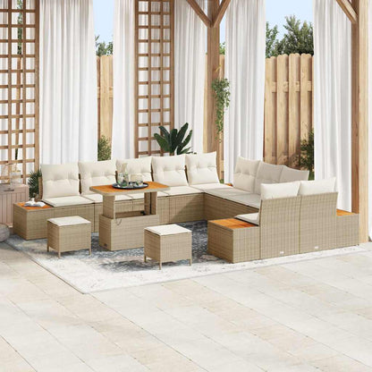 Set Divano da Giardino 13 pcs Beige polyrattan