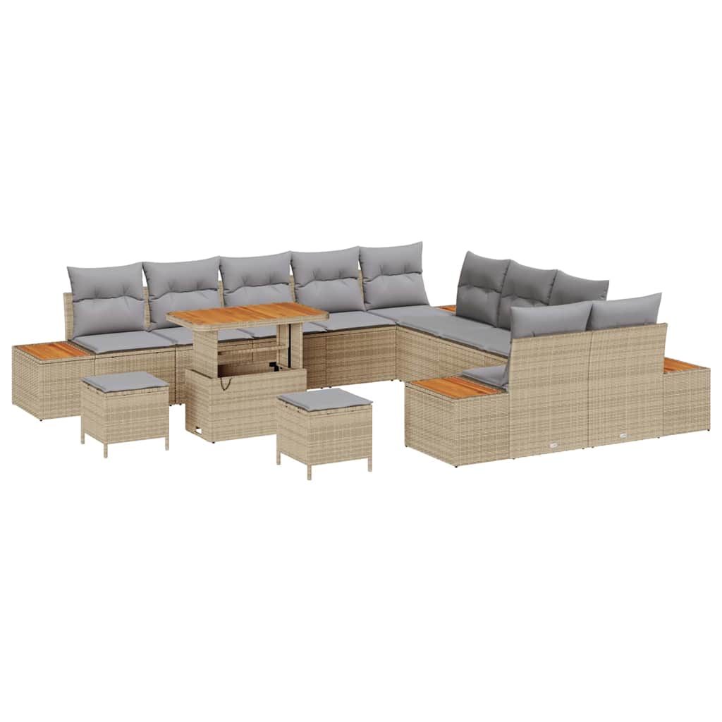 Set Divano da Giardino 13 pcs Beige polyrattan