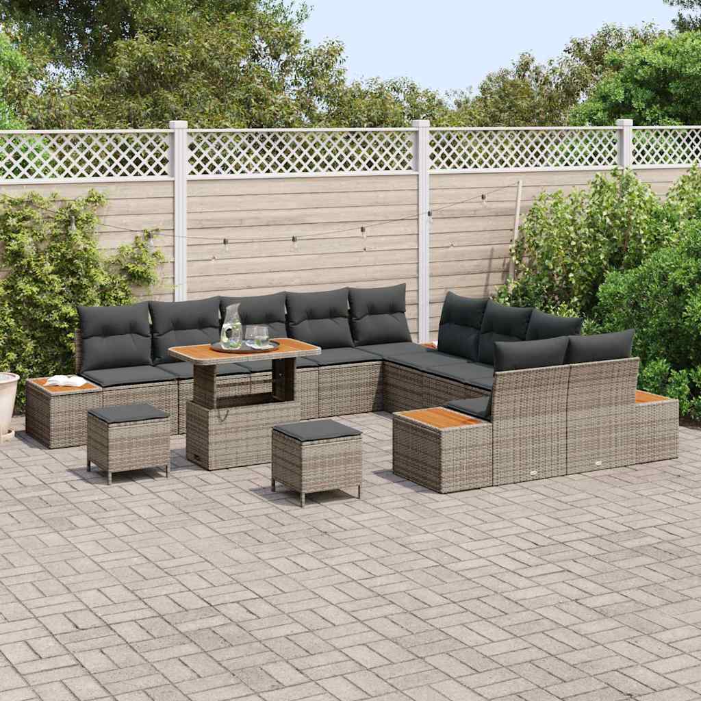 Set Divano da Giardino 13 pcs Grigio polyrattan
