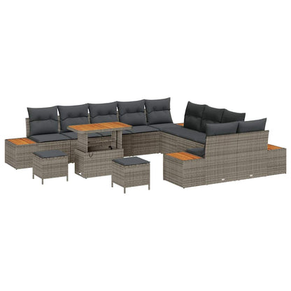 Set Divano da Giardino 13 pcs Grigio polyrattan