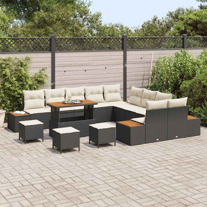 Set Divano da Giardino 14 pcs Nero polyrattan