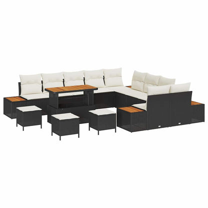 Set Divano da Giardino 14 pcs Nero polyrattan